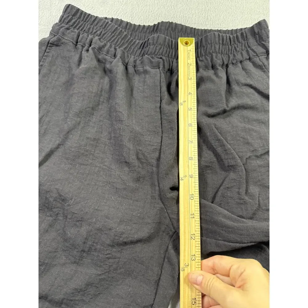 Never Worn - H&M Linen/Viscose Black Pants Crop Wide Leg Flowy Size‎ Medium